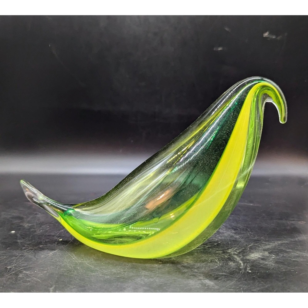 Vintage Green Art Glass Modernist Bird Sculpture Figurine 8.5"